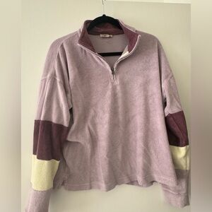 Faherty Purple and Cream Quarter-Zip Sweatshirt